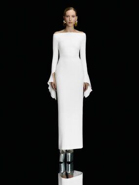 SOLACE LONDON Amalie Off-Shoulder Long Sleeve Dress